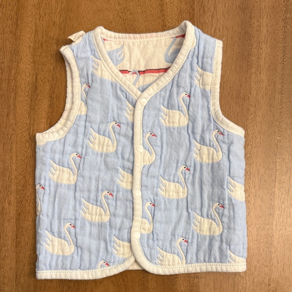 SOLD! Blue Swan Patterned Baby Vest